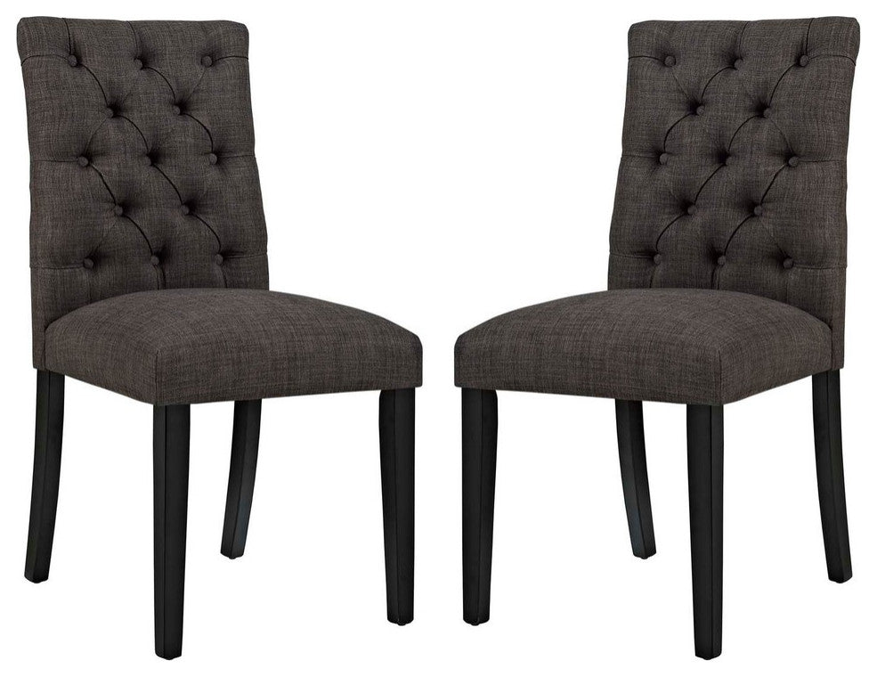 Duchess Dining Chairs Fabric, Set of 2, Brown