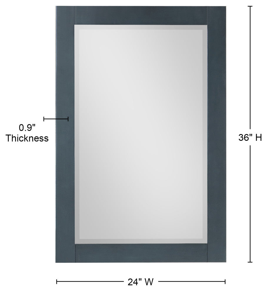 Maribella Rectangular Bathroom Wood Framed Wall Mirror, Classical Blue, 24"
