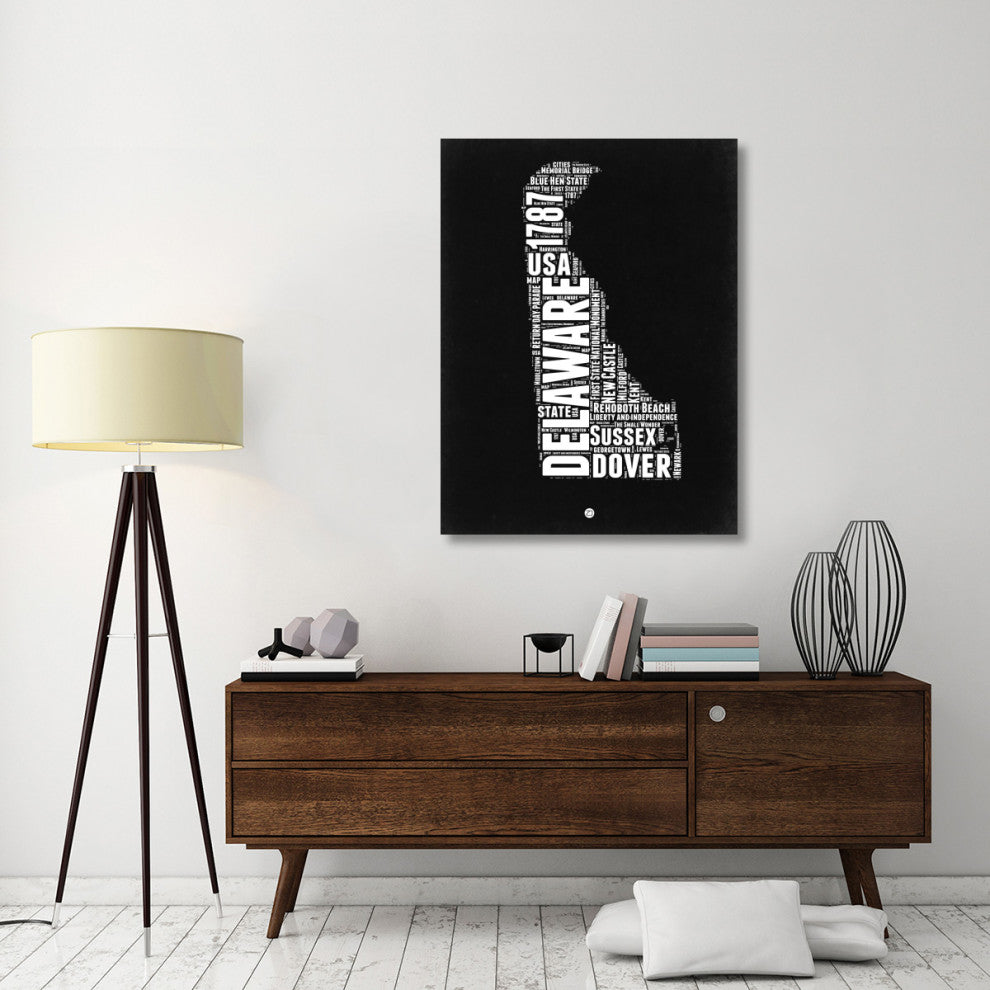 "Delaware Black and White Map" Fine Art Print