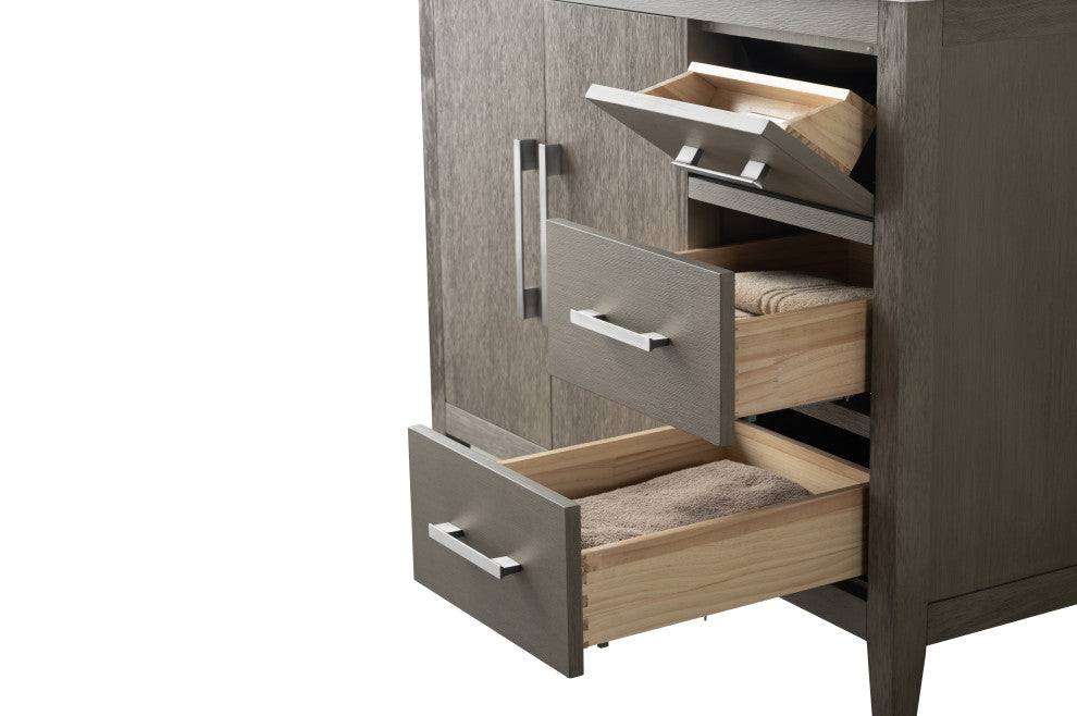 Vanity Art Bathroom Vanity With Sink, Driftwood Gray, 42", Single Sink, Brushed Nickel