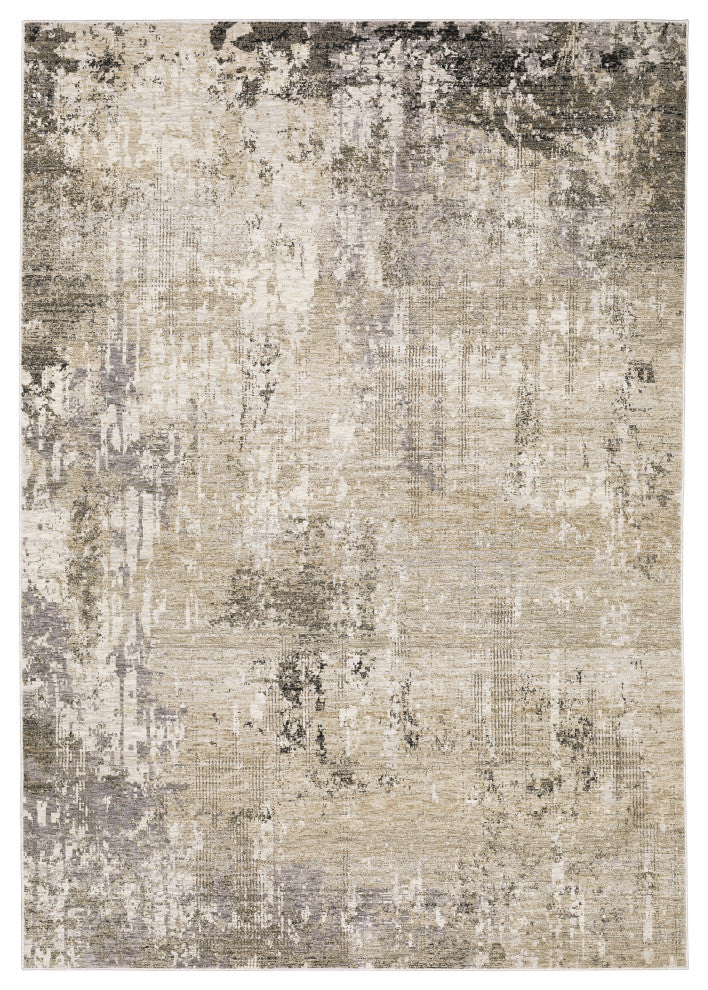 Noble Distressed Abstract Beige/ Grey Indoor Area Rug, 7'10"x10'10"