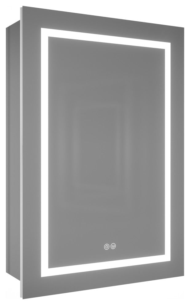 Recessed or Surface Mount Frameless Medicine Cabinet W/ LED Light & 2 Mirrors, Left Door