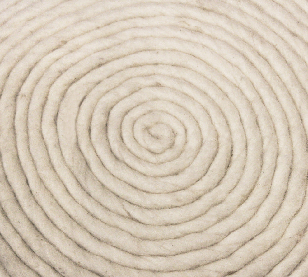 Ellie Round Pouf in Ivory Wool With Polyester Filling