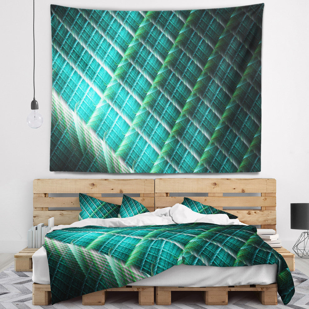Green Fractal Grill Pattern Abstract Wall Tapestry, 92"x78"