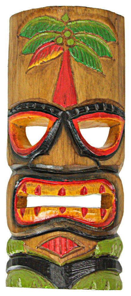 10 Piece Polynesian Party Hand Carved Island Style Wooden Tiki Masks 10 Inch