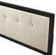 Tufted Headboard, Full Size, Wood, Fabric, Black Beige, Modern Mid-Century
