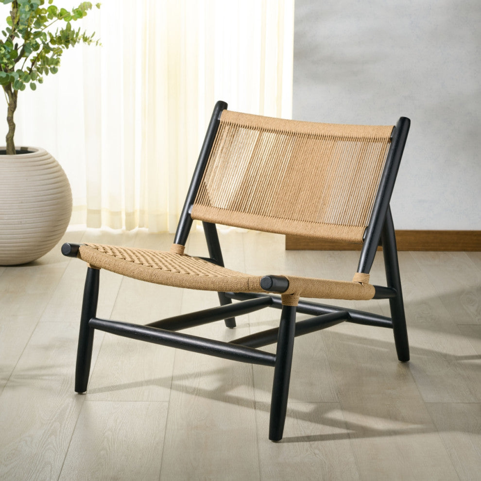 Safavieh Couture Chyanne Woven Accent Chair, Black/Natural