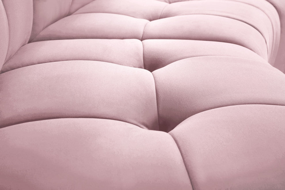 Limitless Velvet Upholstered 9-Piece Modular Sectional, Pink