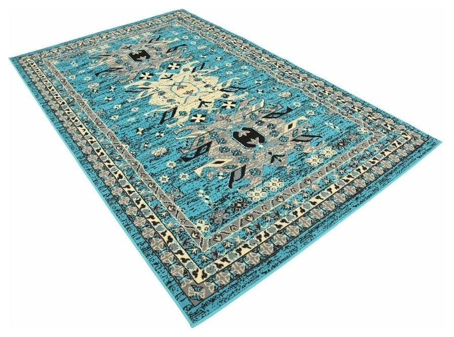Unique Loom Turquoise Oasis Taftan 5' 0 x 8' 0 Area Rug