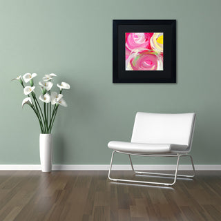 Rose Garden Circles Square 4' Matted Framed Art, Black Frame, Black Matte, 16x16