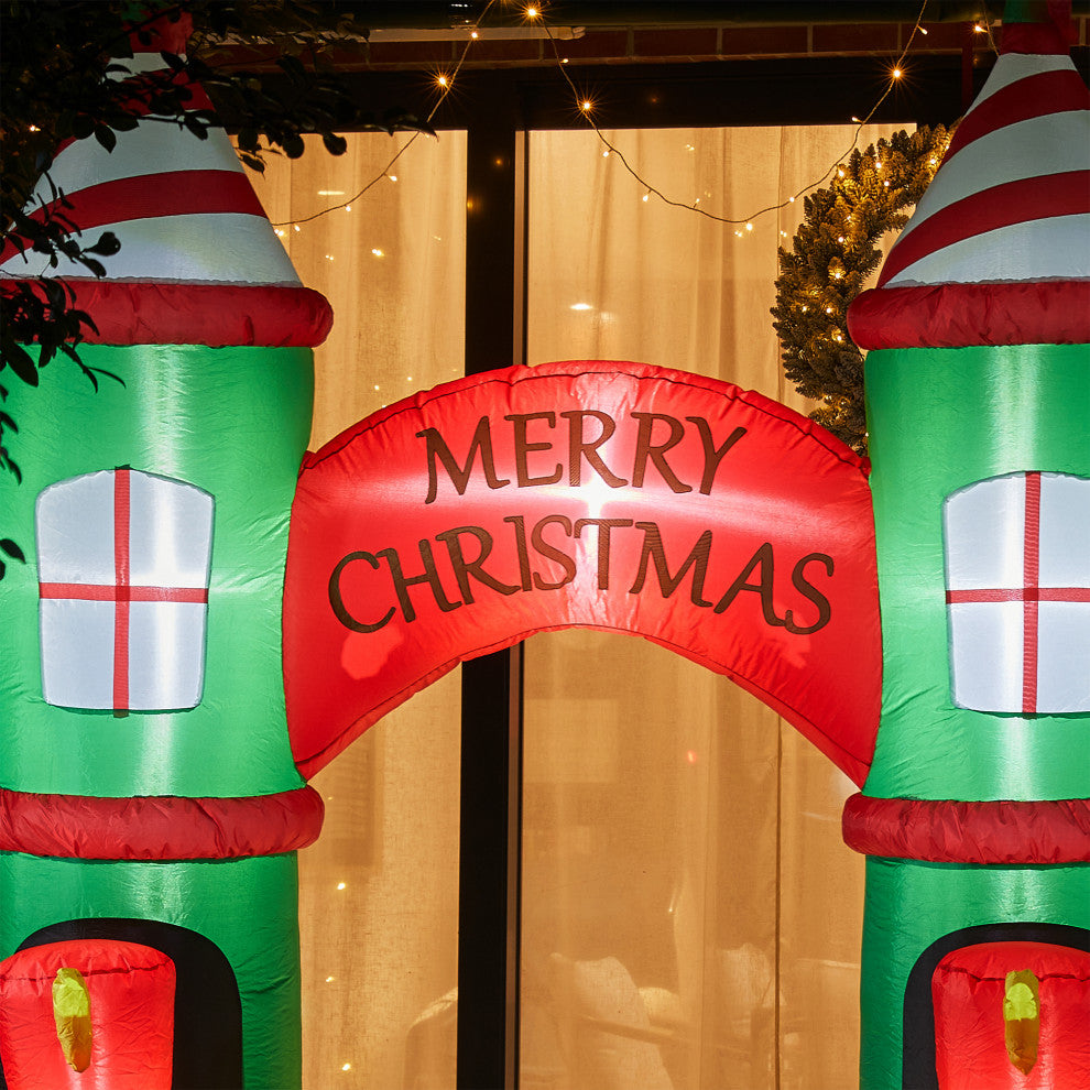 10FT Lighted Inflatable Arch Gate With Soldiers Decor