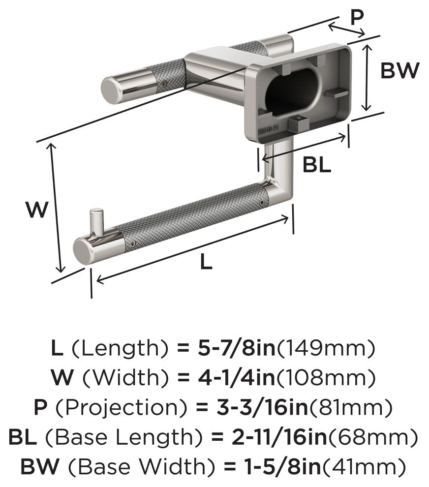 Amerock Esquire Contemporary Single Post Toilet Paper Holder, Polished Nickel/St