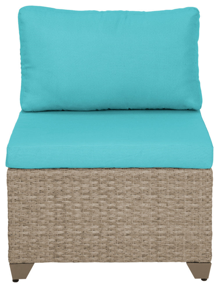 Maui 7-Piece Outdoor Conversation Set, Coffee Table, End Table, Cyan