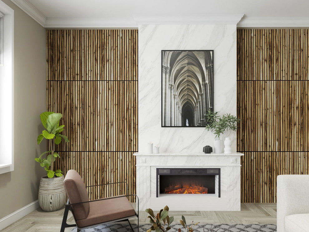 Solid Wood Slat Wall Panels | Set of 2 Wood Wall Panels  - Acacia