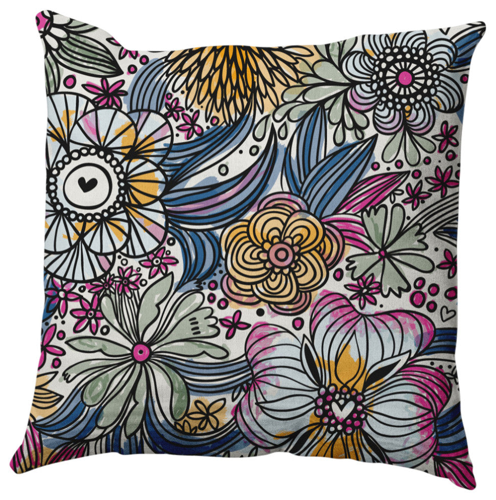 Flower Melange Decorative Throw Pillow, Orchid, 16"x16"