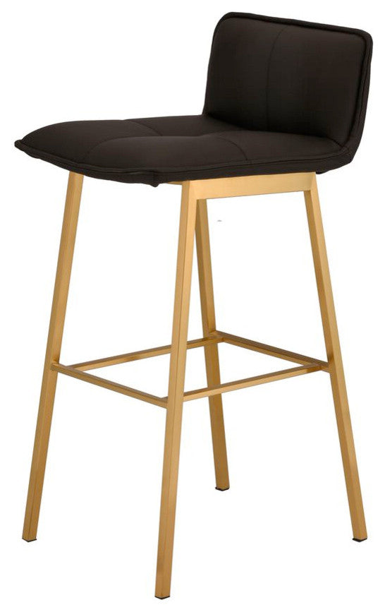 Sabrina Bar Stool, Brushed Gold, Black