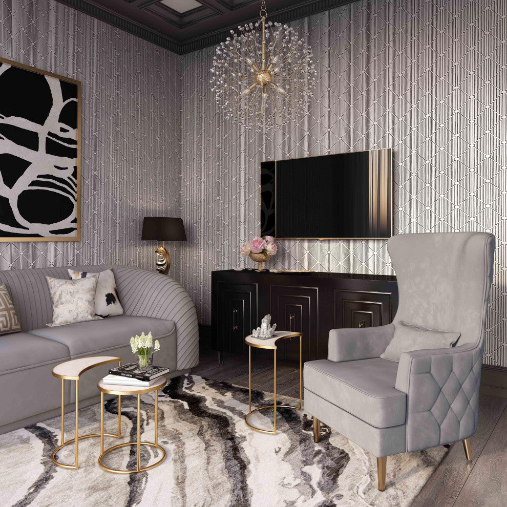 Alina Grey Tall Tufted Back Chair - Grey