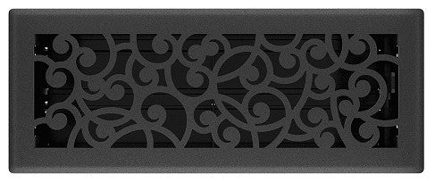 Wonderland Floor Register, Black Iron, 4x12