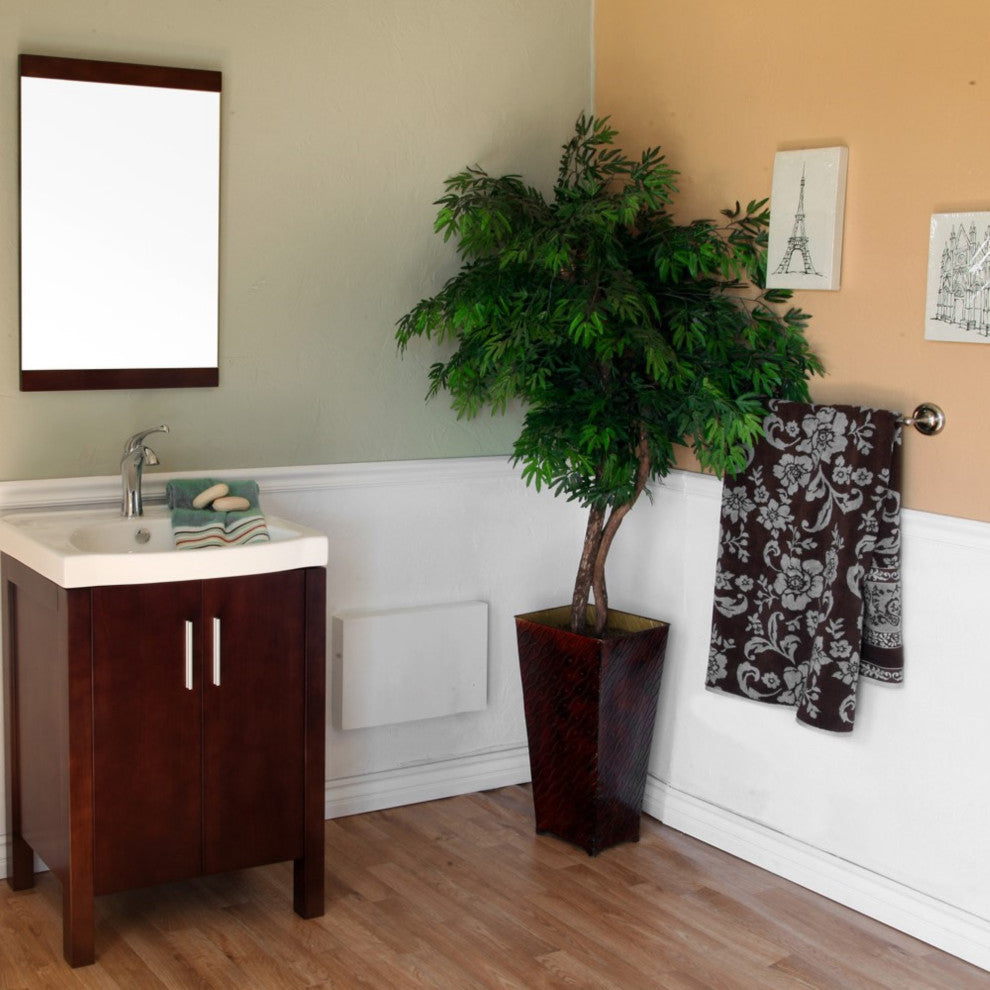 23.8" Single Sink Vanity-Wood-Dark Walnut