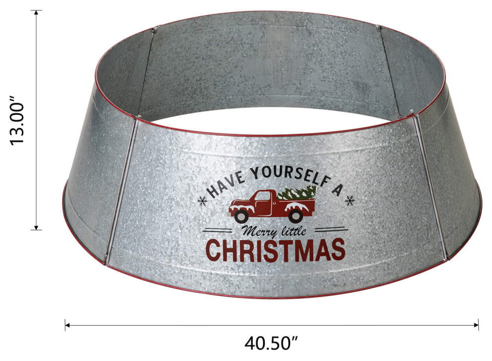 40.5"D Christmas Galvanized Metal Truck Tree Collar