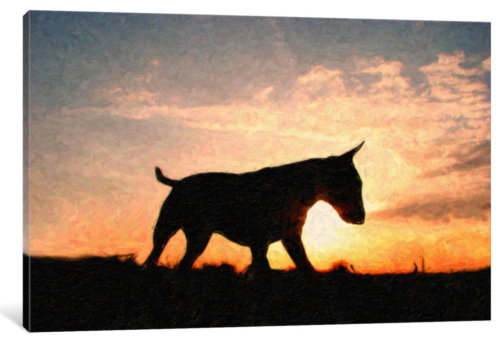 "English Bull Terrier" by Michael Tompsett, Canvas Print, 18x12"