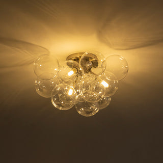 Modern 3-Light Sputnik Design Clear Glass Bubble Semi Flush Mount, Nickel