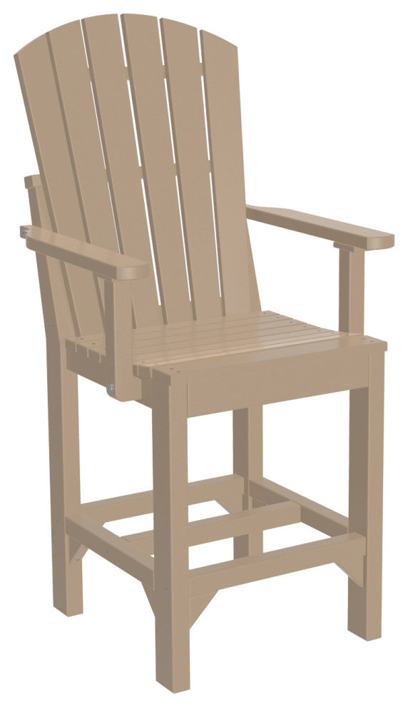 Set of 4 Poly Adirondack Dining Chairs, Weatherwood, Arm Chair, Counter Height