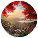 Taiwan Township With Red Trees, Landscape Round Wall Art, 36"