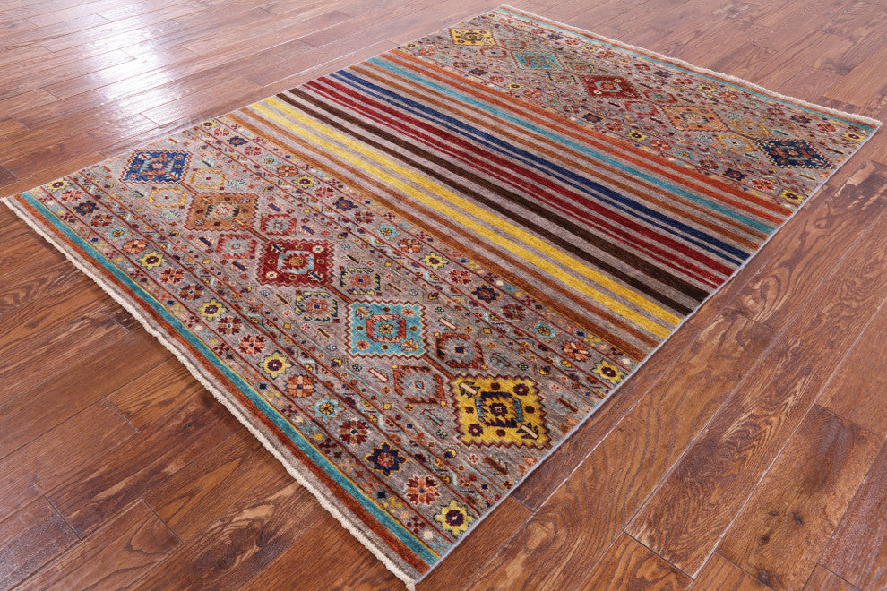 Super Kazak Khorjin Hand-Knotted Rug 5' 1" X 6' 8" Q7401