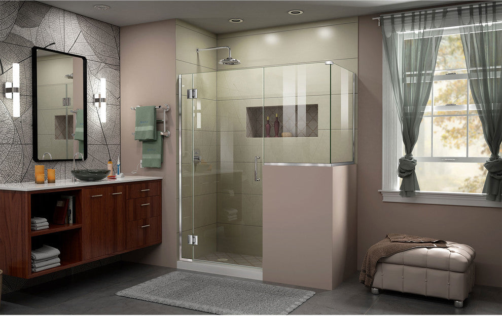 Unidoor-x 59"x30.38" Shower Enclosure, Chrome