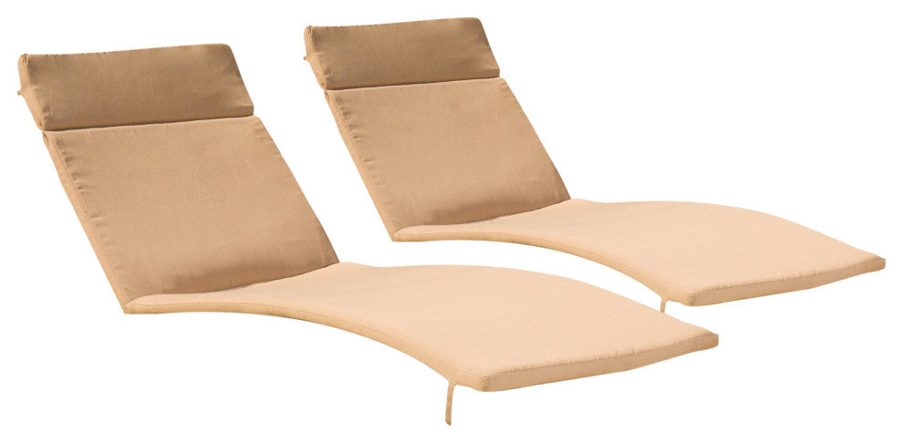 GDF Studio Albany Outdoor Chaise Lounge Cushion, Set of 2, Caramel
