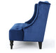 GDF Studio Leona Traditional High Back Tufted Winged Fabric Loveseat, Navy Blue