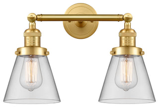 Small Cone 2 Light Bath Vanity Light, Satin Gold, Clear