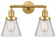 Small Cone 2 Light Bath Vanity Light, Satin Gold, Clear