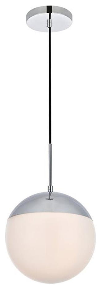 Living District Eclipse 1-Light Metal & Glass Pendant in Frosted White/Chrome