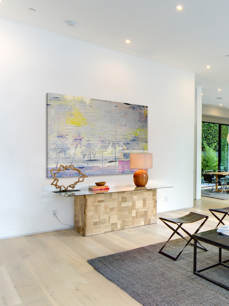 "Palms at Sunset" Painting Print on Wrapped Canvas, 45"x30"