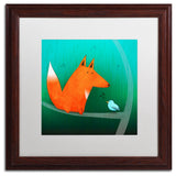 'Fox in Tree' Matted Framed Canvas Art by Carla Martell