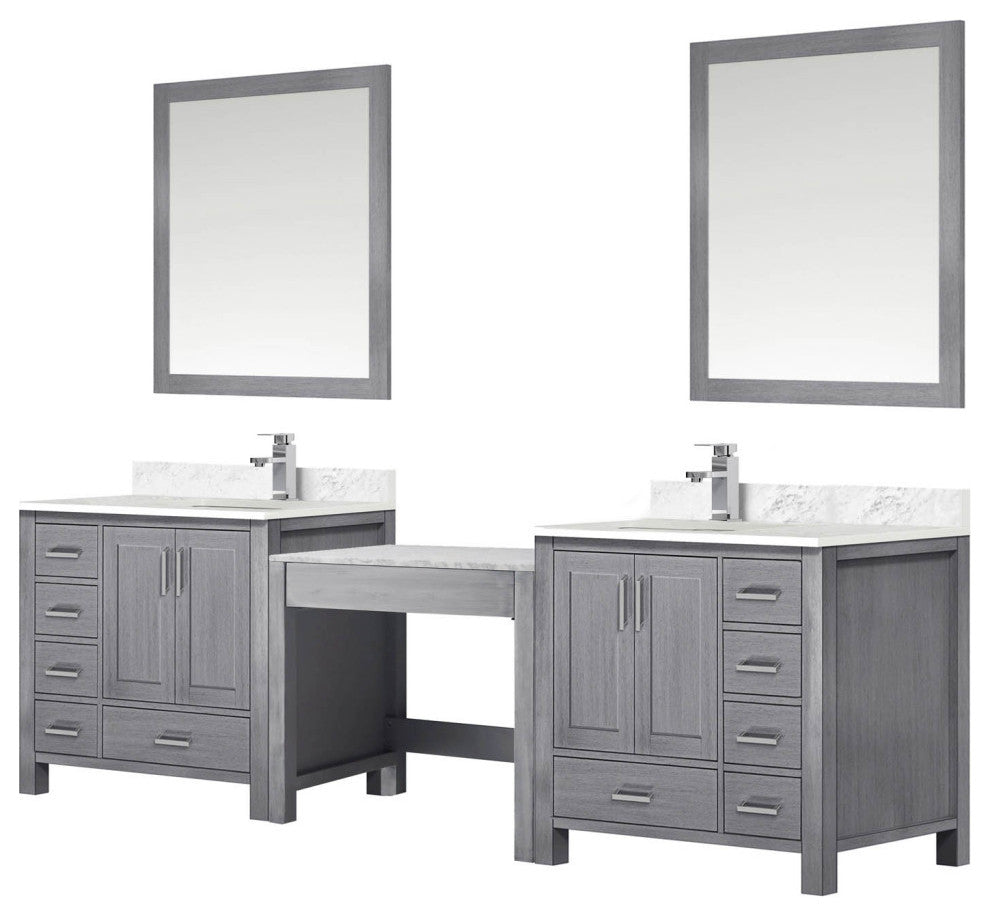 Lexora Coraline Double Vanity Distressed Gray 102 With Top, Faucet & Mirror