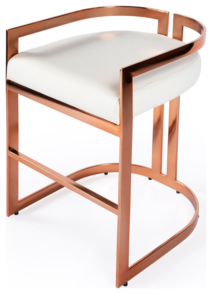 Clarence Faux Leather Counter Stool, Rose Gold