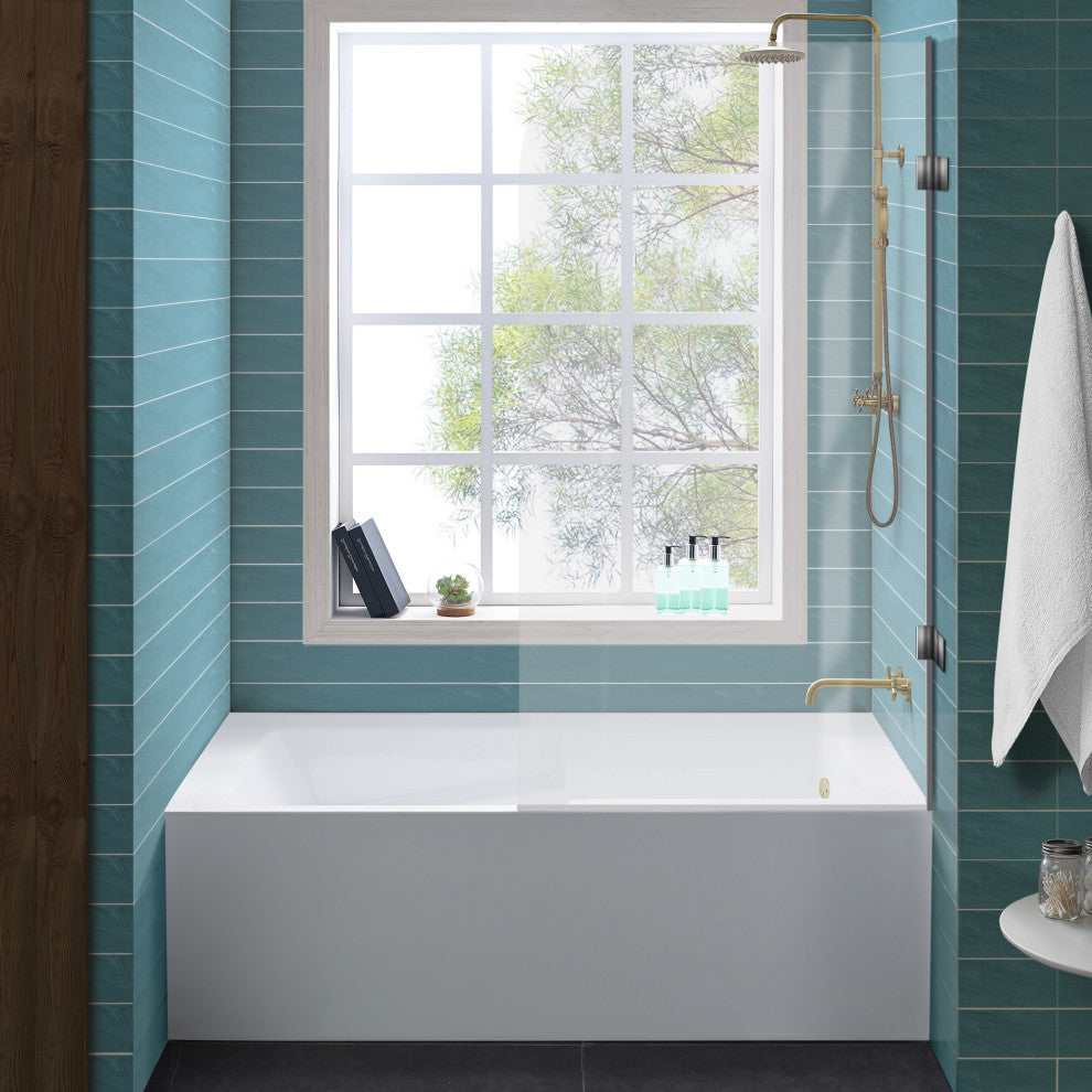 Voltaire 48"x32" Acrylic White, Alcove, Left Hand Drain, Apron Bathtub