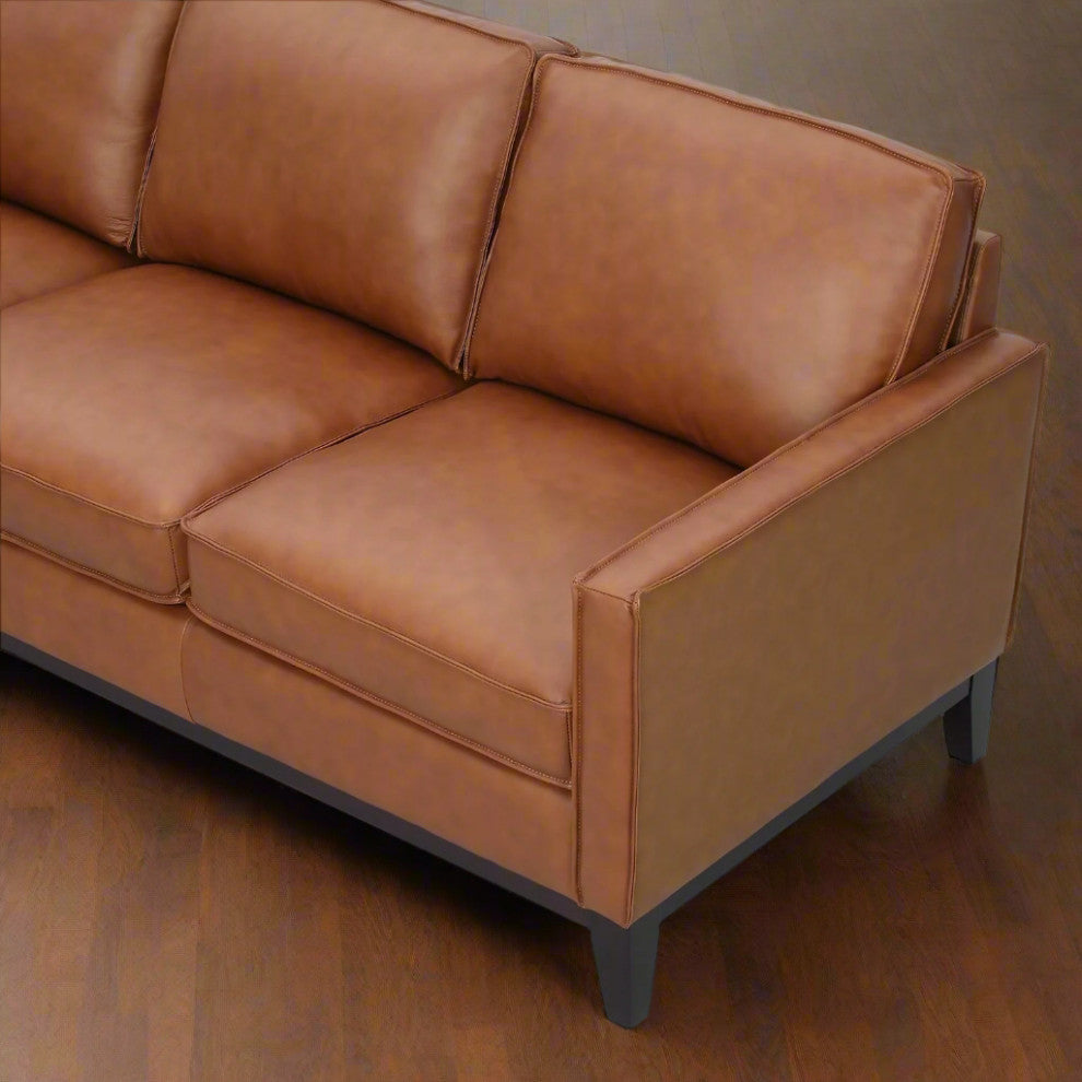 Samhara Top Grain Leather Sofa - Chestnut