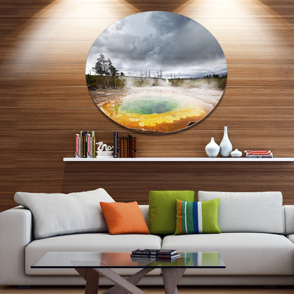 Fantastic Morning Glory Pool, Landscape Round Wall Art, 23"