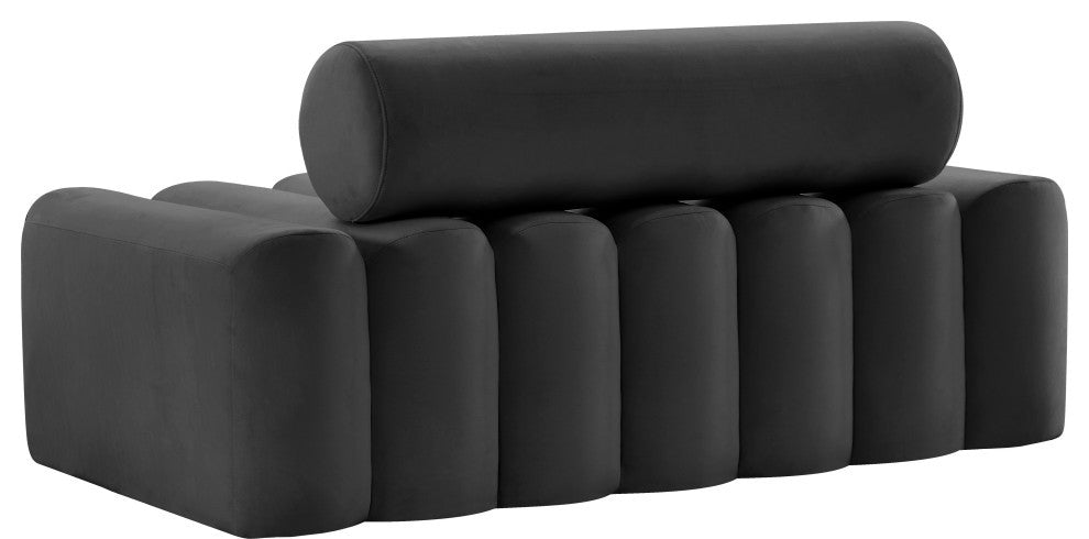 Melody Velvet Upholstered Chair, Gray, Loveseat