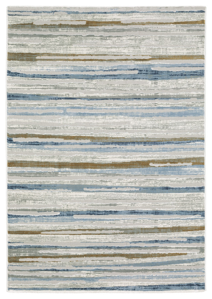 Emery Striped Grey/Blue Indoor Area Rug, 5'3" x 7'6"