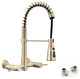 Wall Mounted Bridge Kitchen Faucet, Brushed Gold
