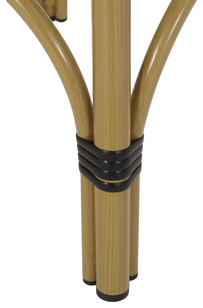 Dohney Outdoor French Aluminum 29.5" Barstools, Set of 4, Black/White/Bamboo Finish