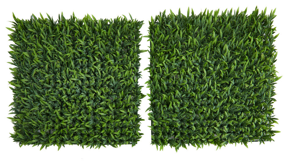 20" Grass Artificial Wall Mat, Indoor/Outdoor, Set of 2