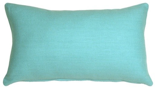 Pillow Decor - Tuscany Linen Turquoise 12 x 20 Throw Pillow