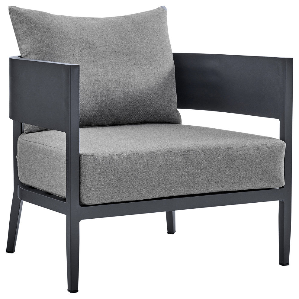 Argiope 4 Piece Outdoor Dark Gray Aluminum & Fabric Outdoor Conversation Set