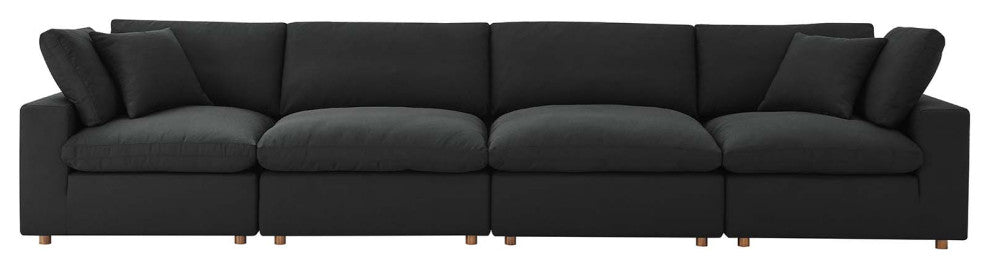 Modular Sectional Deep Sofa Set, Black, Fabric, Modern, Lounge Cafe Hospitality